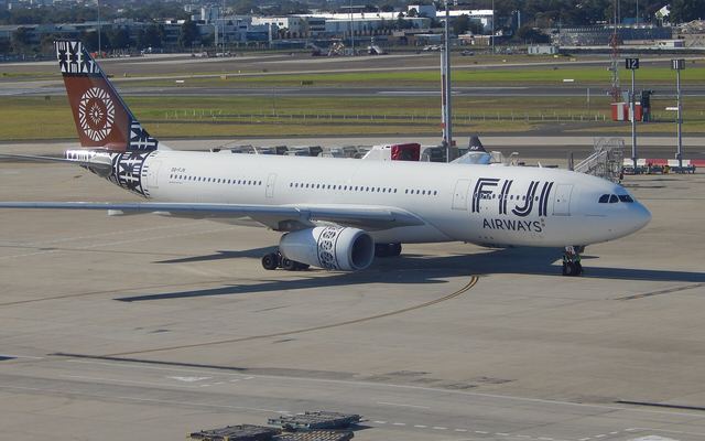 Vliegtuig van Fiji Airways op Sydney Airport, klaar voor vertrek naar Nadi