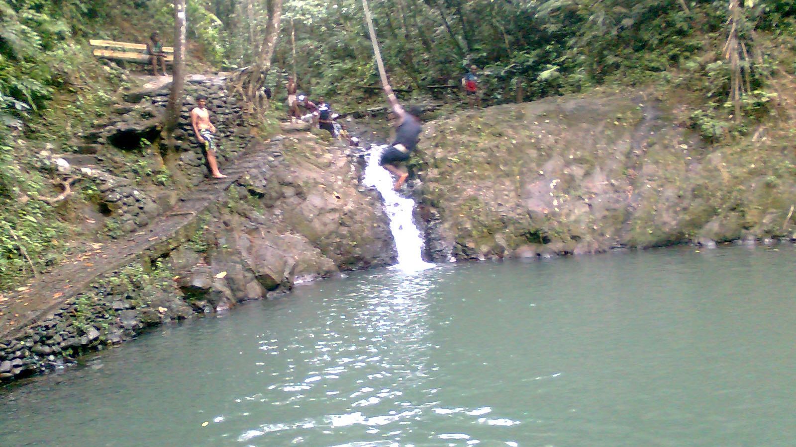 Kleine waterval en natuurlijk zwembad in het regenwoud van Colo-i-Suva Forest Park